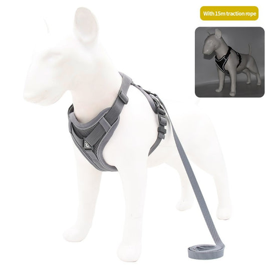 Pet Leash Reflective Breathable Dog Harness Vest Style -  Grey_0