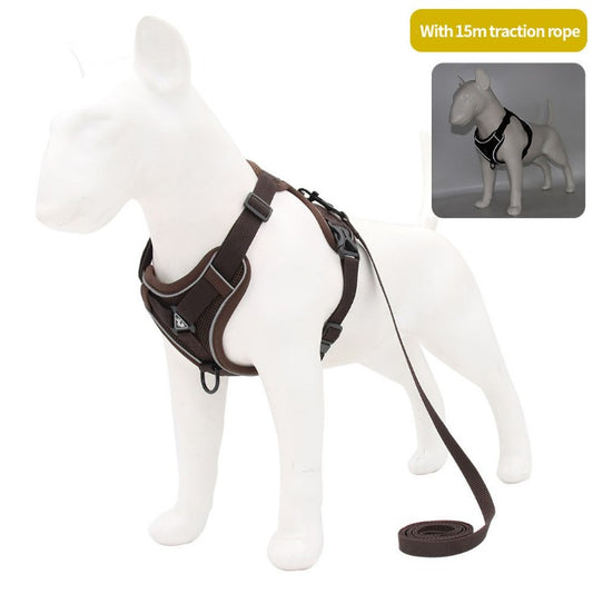Pet Leash Reflective Breathable Dog Harness Vest Style -  Coffee_0