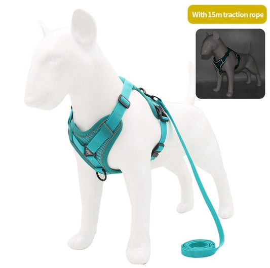 Pet Leash Reflective Breathable Dog Harness Vest Style -  Lake Blue_0