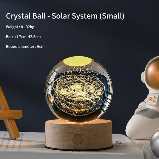 Luminous Crystal Ball Galaxy Night Light Decoration 3D Laser Carved - Solar System_0