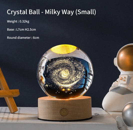 Luminous Crystal Ball Galaxy Night Light Decoration 3D Laser Carved - Milky Way_0